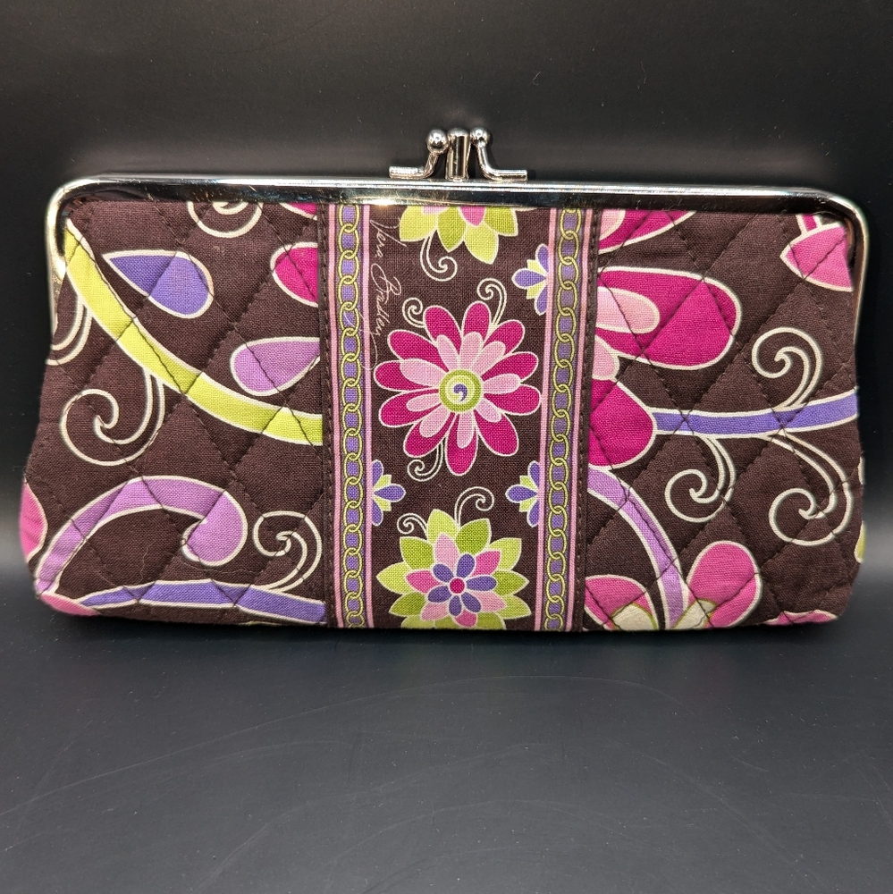 Vera Bradley Wallet Brown Floral Double Compartment Wallet